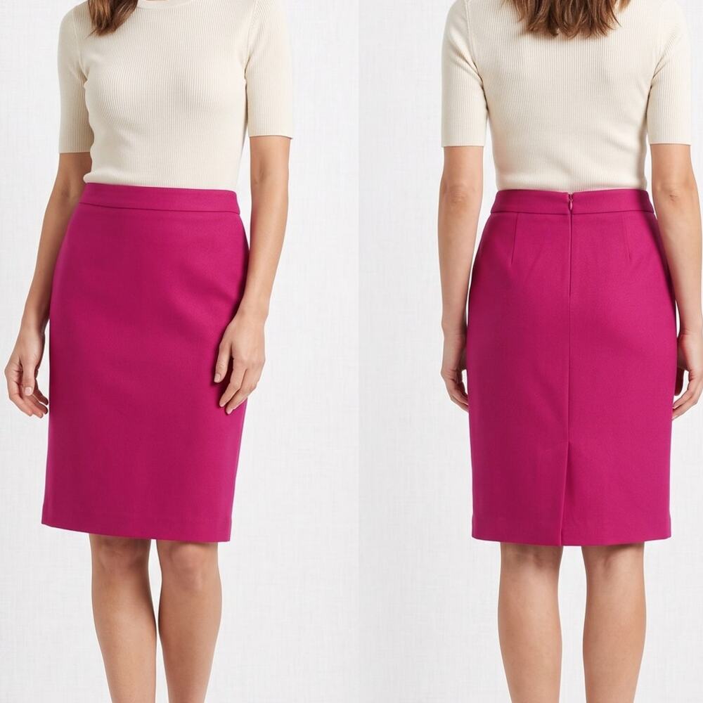 J. Crew No. 2 Pencil Skirt 100% Wool Pink Back Zipper Dry Clean